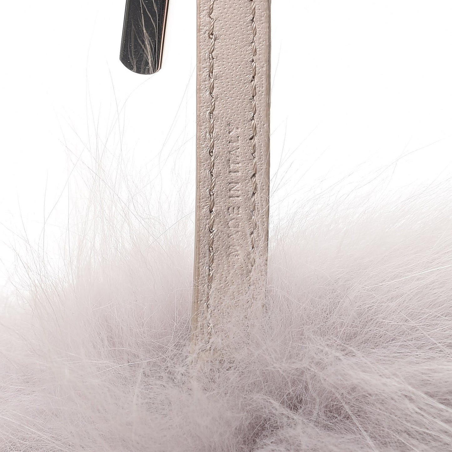 Fox Fur Vitello Elite Pom Pom Bag Charm Grigio Perla