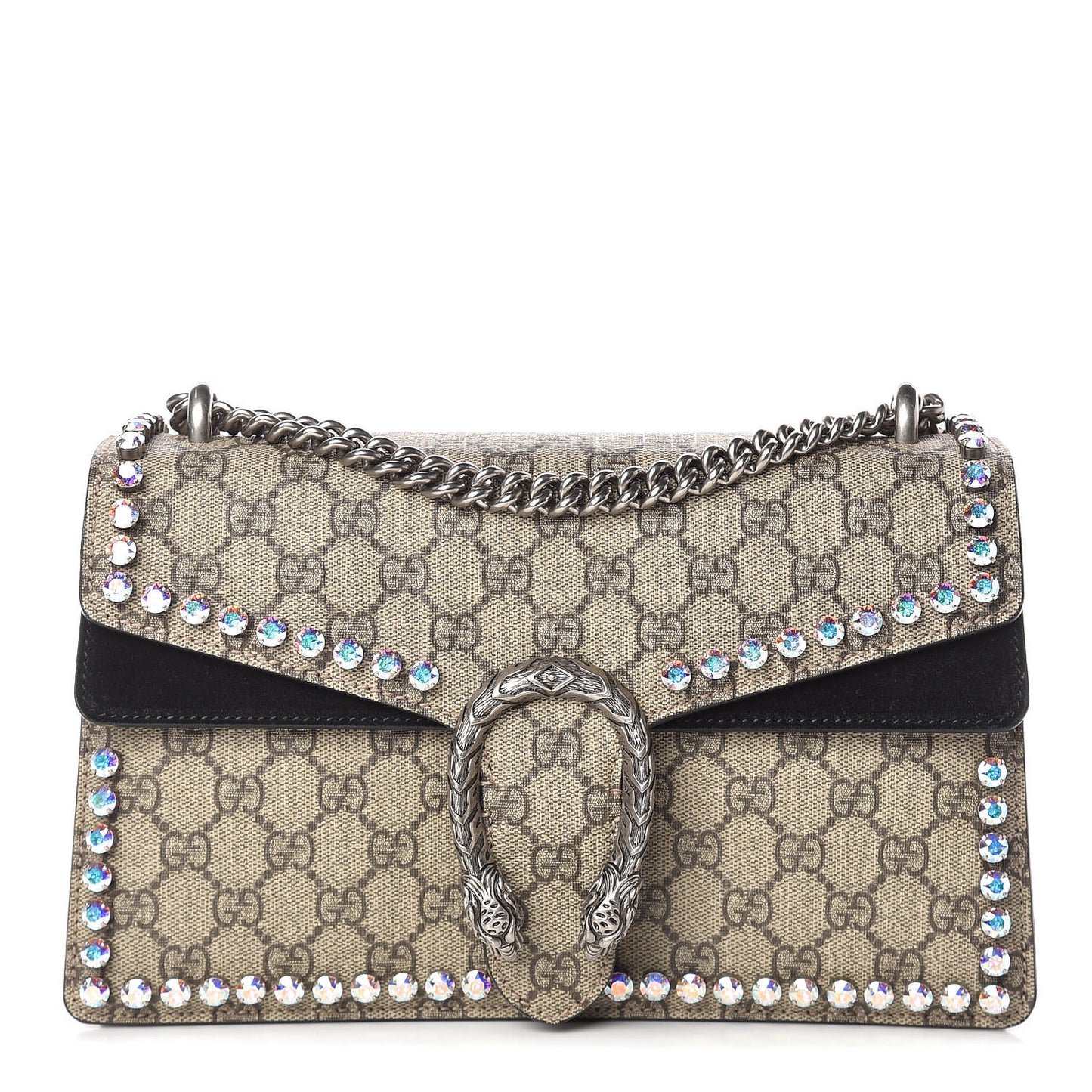 GG Supreme Monogram Crystal Small Dionysus Shoulder Bag Black