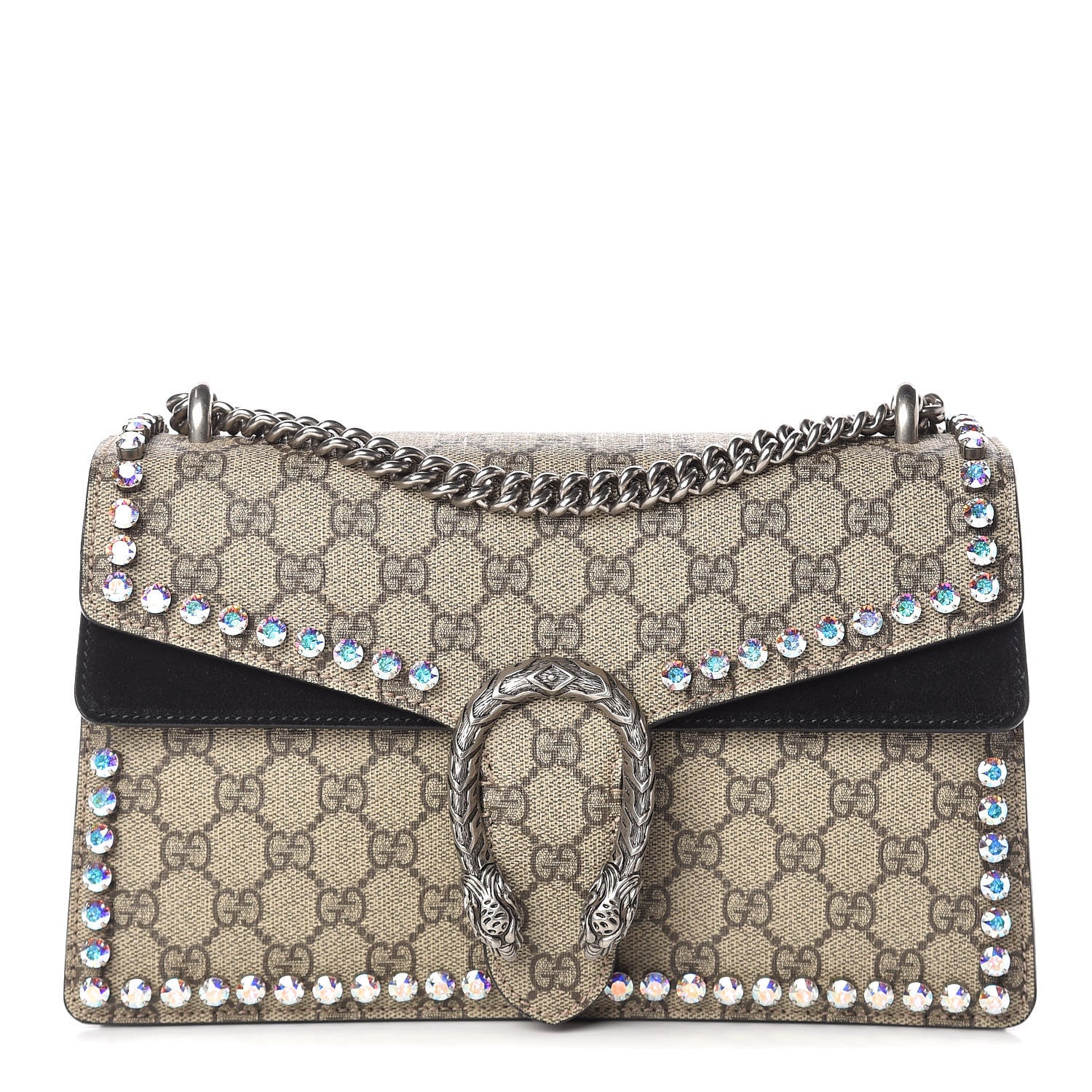 Gucci GG Supreme Monogram Crystal Small Dionysus Shoulder Bag Black 1 of 14