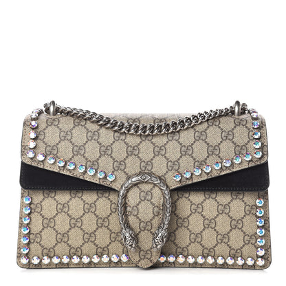 Gucci GG Supreme Monogram Crystal Small Dionysus Shoulder Bag Black 1 of 14