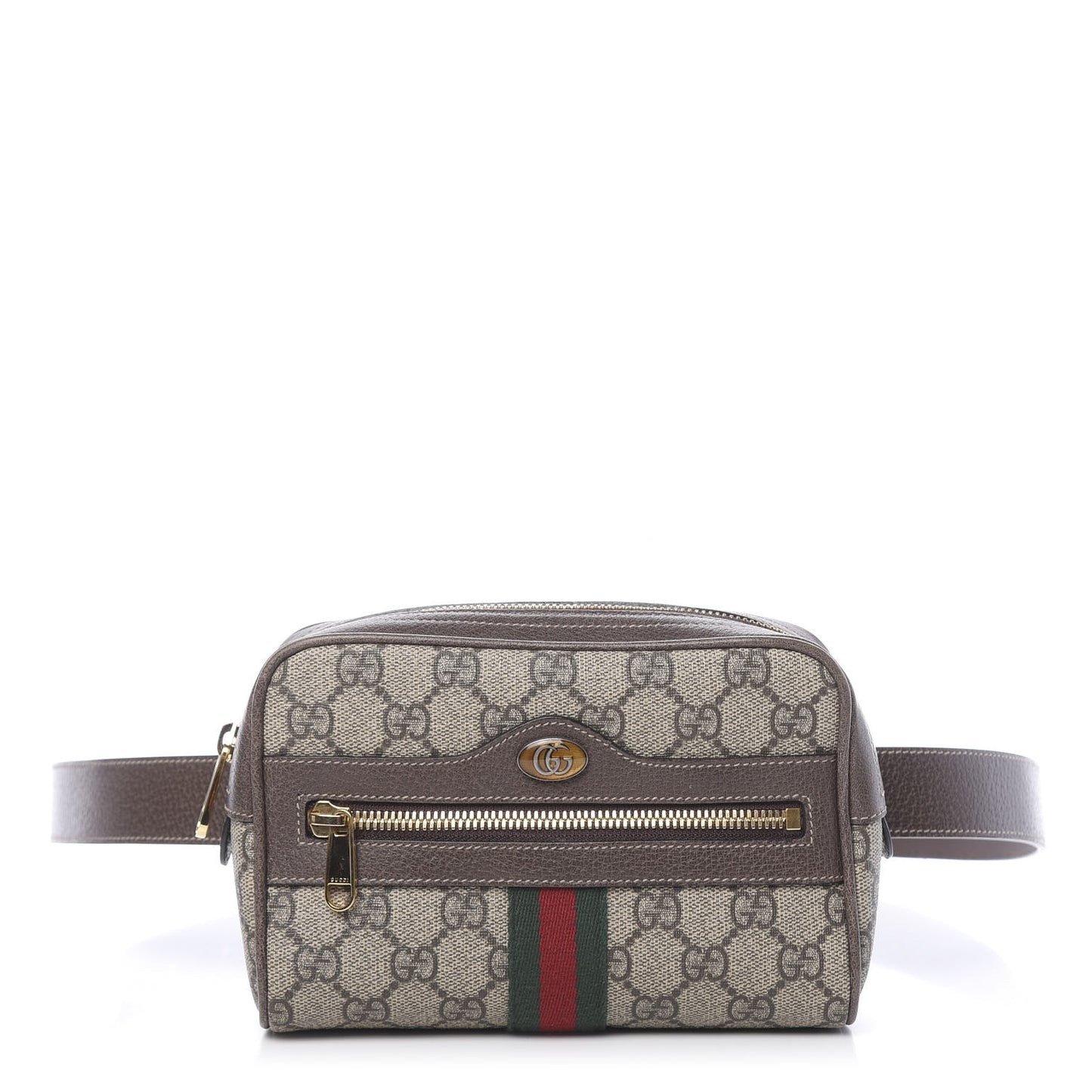 GG Supreme Monogram Web Small Ophidia Belt Bag 95 38 Dark Brown