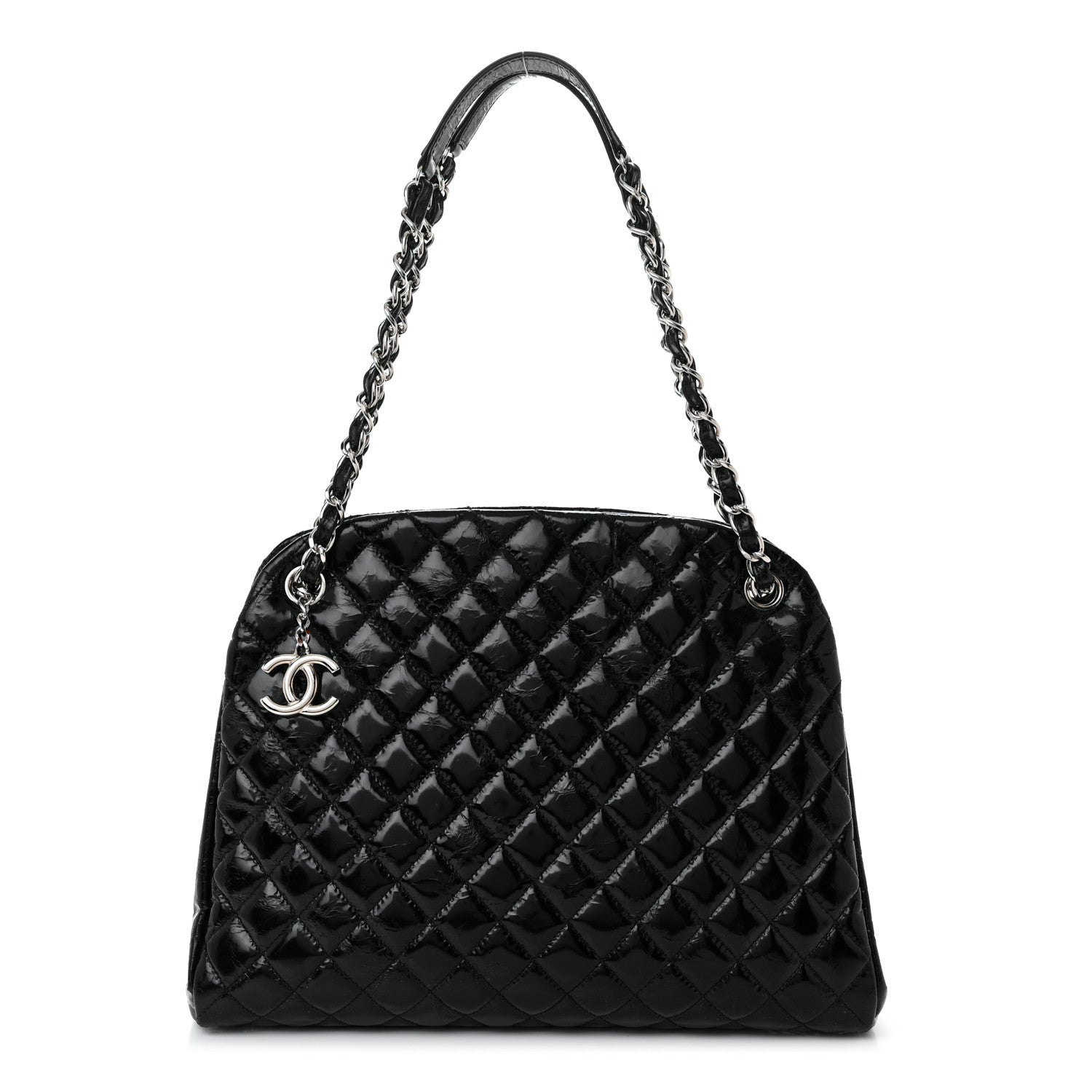 Chanel Glazed Calfskin Quilted Large Just Mademoiselle Bowling Bag Black 1 of 10