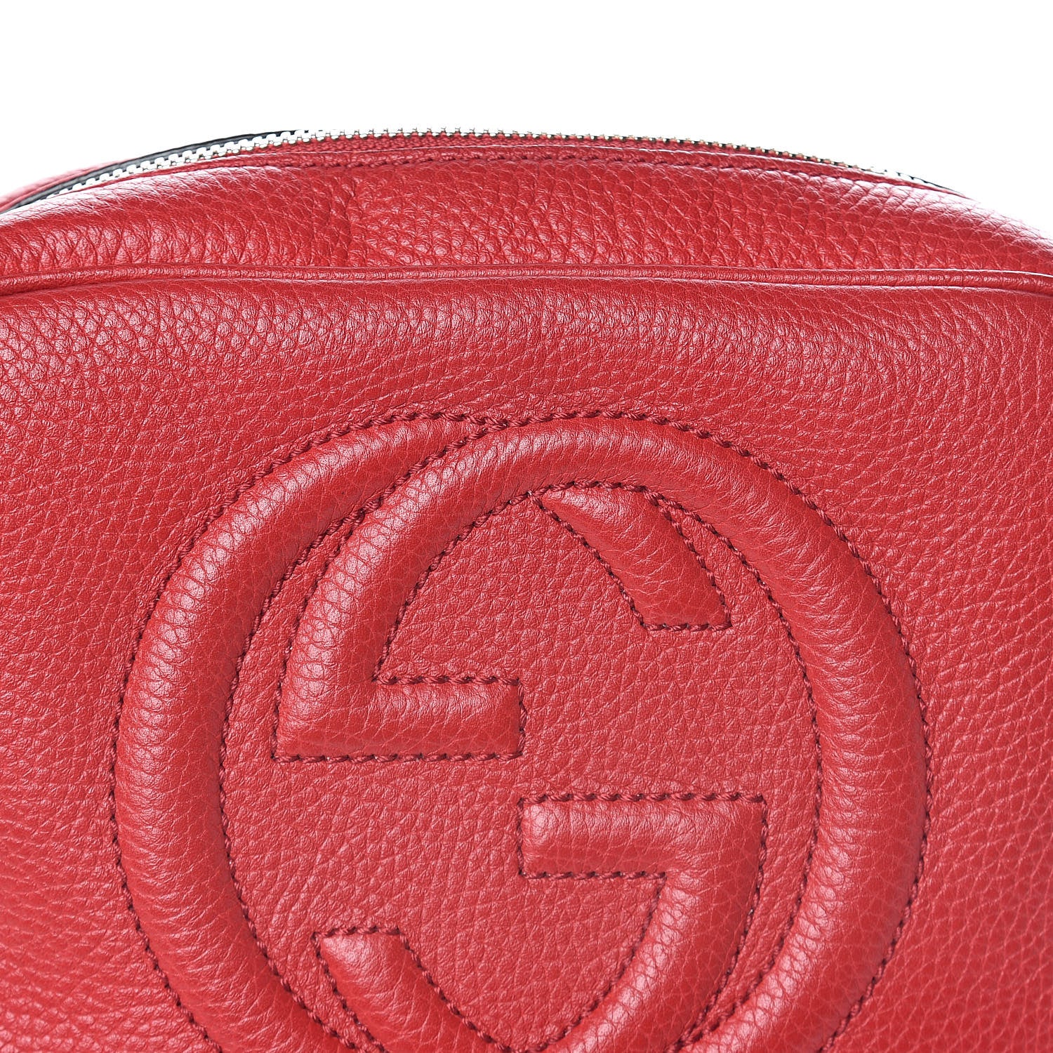 Gucci Pebbled Calfskin Small Soho Disco Bag Tabasco Red 7 of 9