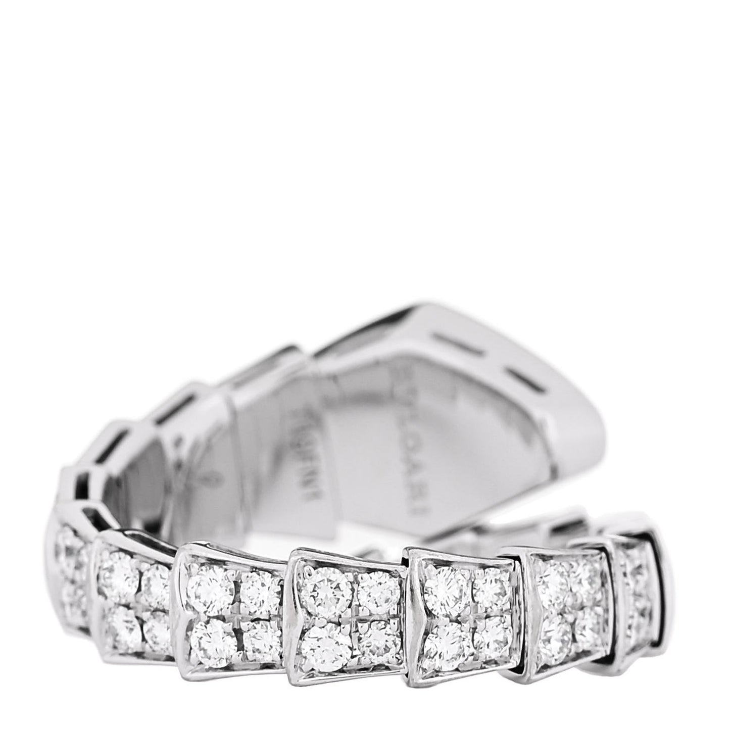 18K White Gold Diamond One-Coil Serpenti Viper Ring L