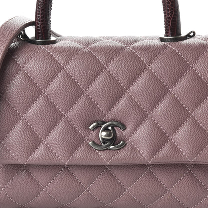 Chanel Caviar Lizard Quilted Mini Coco Handle Flap Pink Burgundy 10 of 10