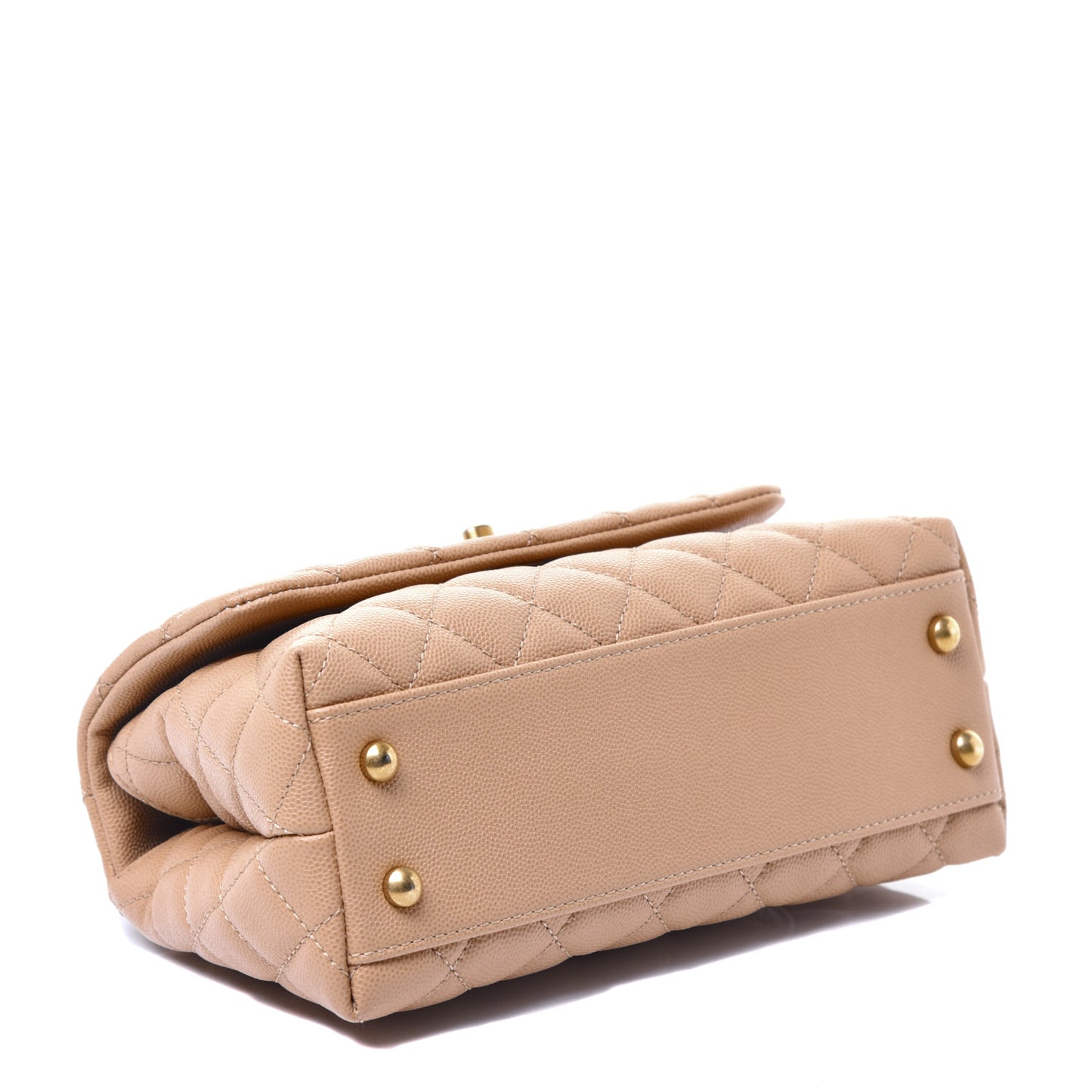 Caviar Lizard Embossed Quilted Mini Coco Handle Flap Beige