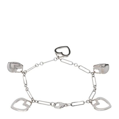 Tiffany 18K White Gold Diamond Hearts Charm Bracelet 2 of 4
