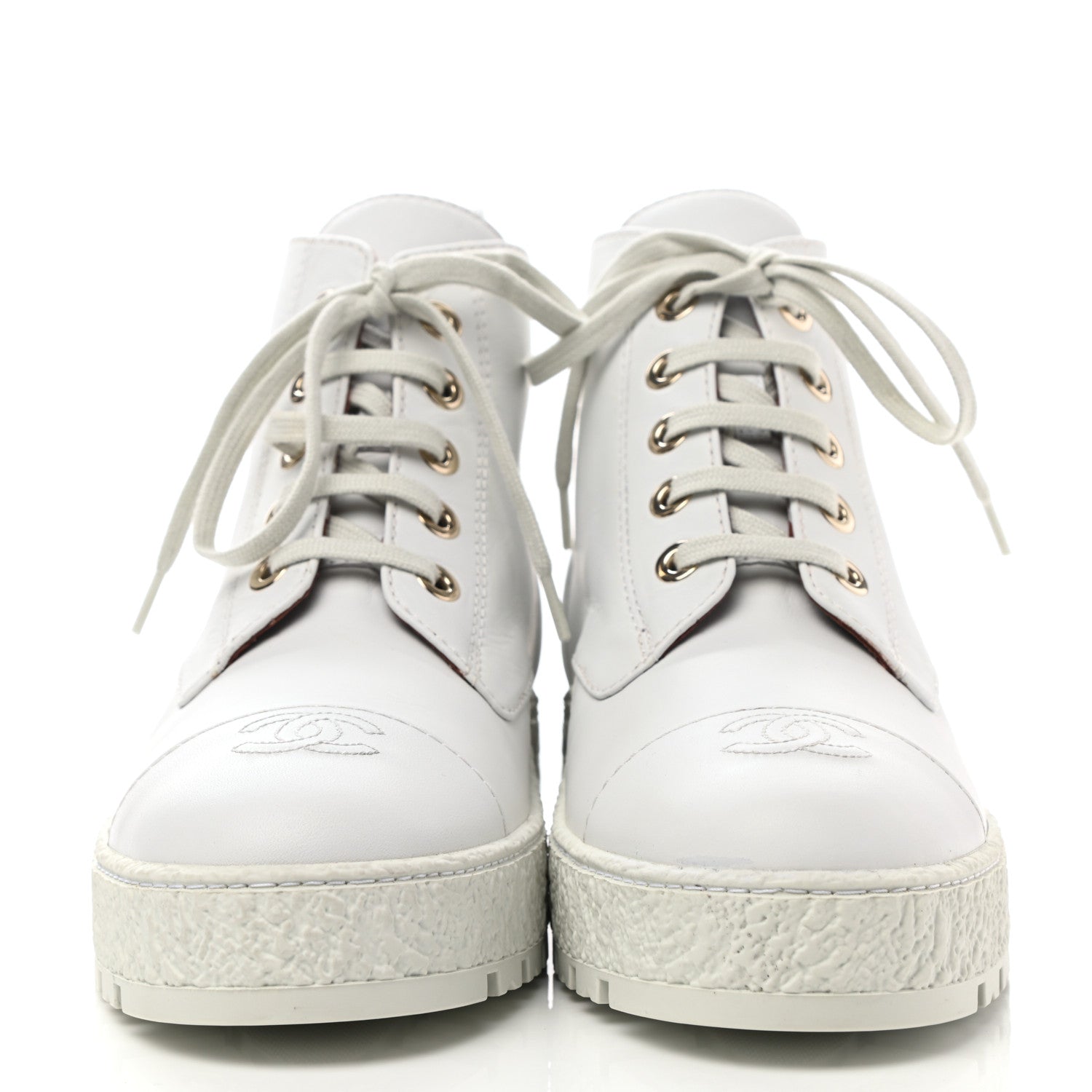 Chanel Calfskin CC Turnlock Lace Up Boots 41 White 2 of 11