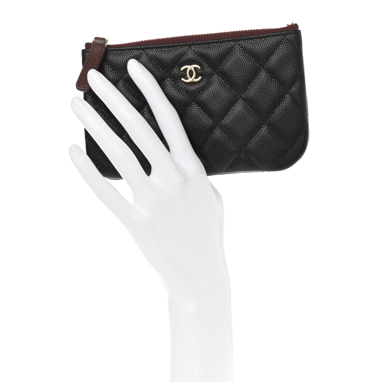 Caviar Quilted Small Cosmetic Case Black