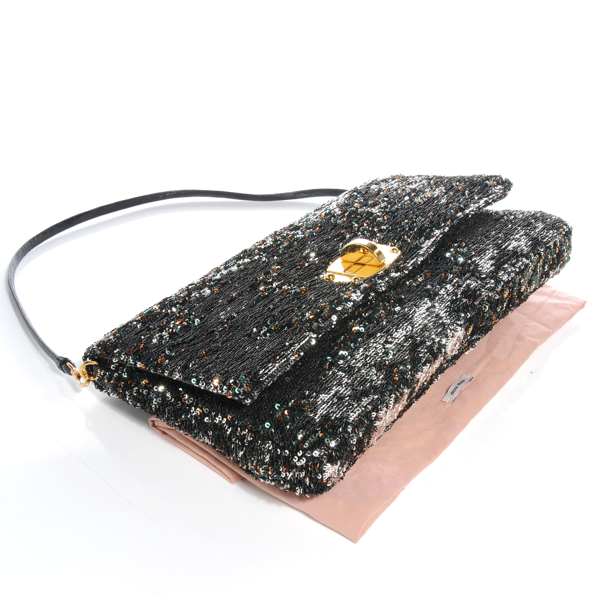 Miu Miu Oversized Sequined Clutch Black 4 of 8
