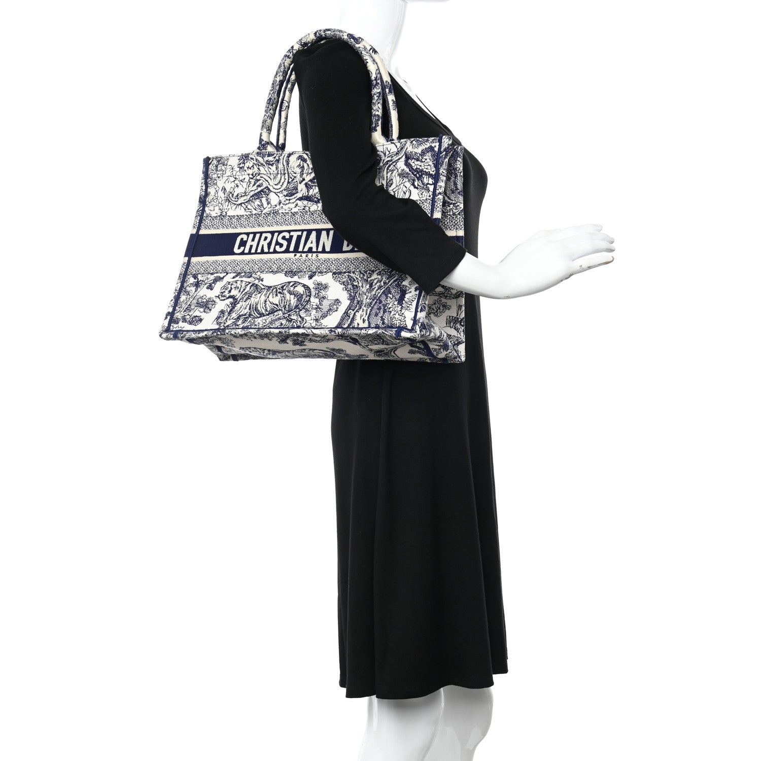 Christian Dior Canvas Embroidered Medium Dioriviera Toile De Jouy Book Tote Blue 2 of 14