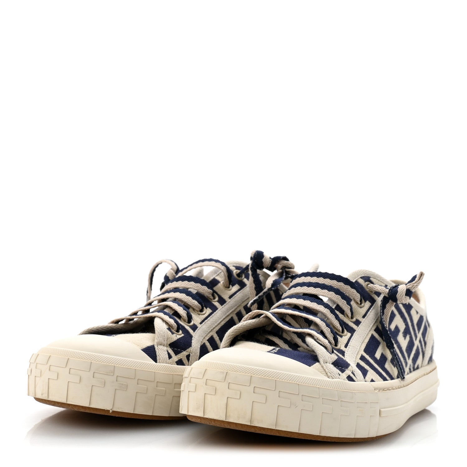 Fendi Woven Fabric FF Mens Domino Low Top Sneakers 41 Bei Midnight 4 of 10