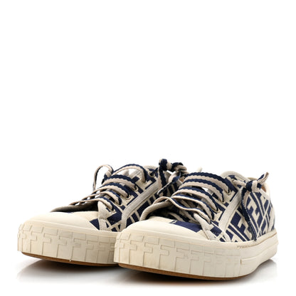 Fendi Woven Fabric FF Mens Domino Low Top Sneakers 41 Bei Midnight 4 of 10