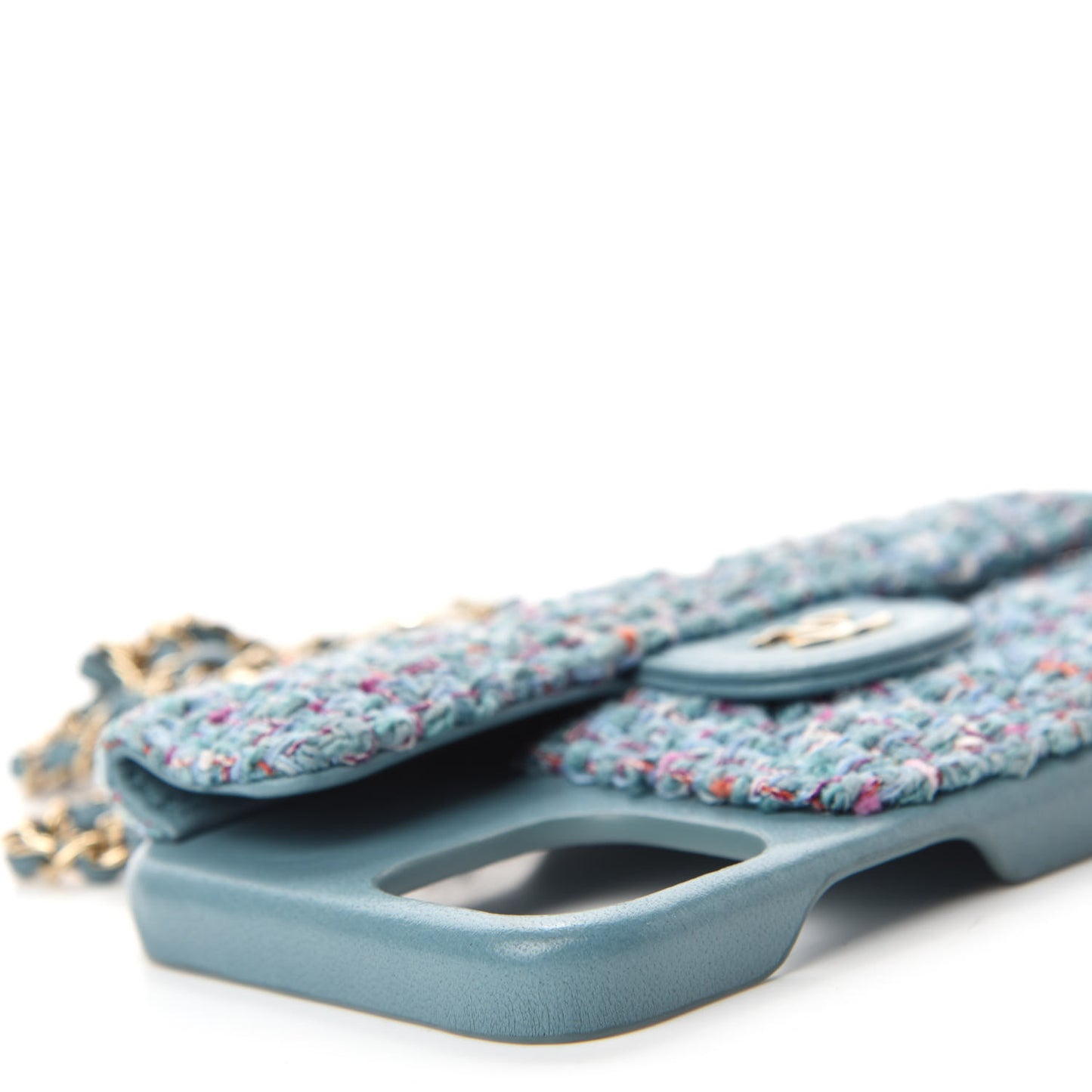 Tweed Quilted iPhone XII Pro Max Case With Chain Turquoise Purple White Red