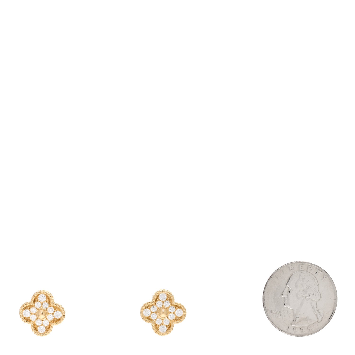 Van Cleef & Arpels 18K Yellow Gold Diamond Vintage Alhambra Earrings 2 of 4