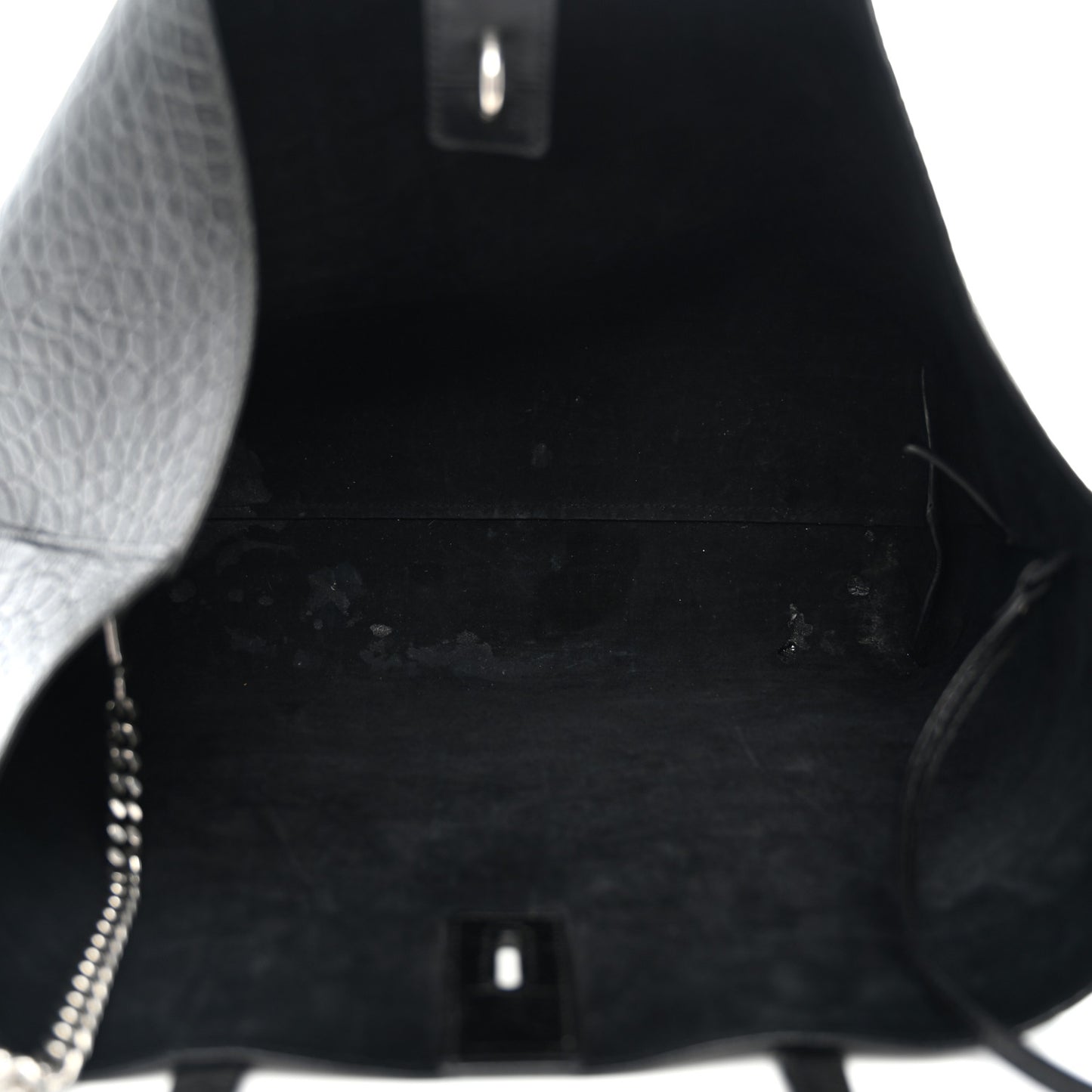 Calfskin Crocodile Embossed Shopping Tote Black