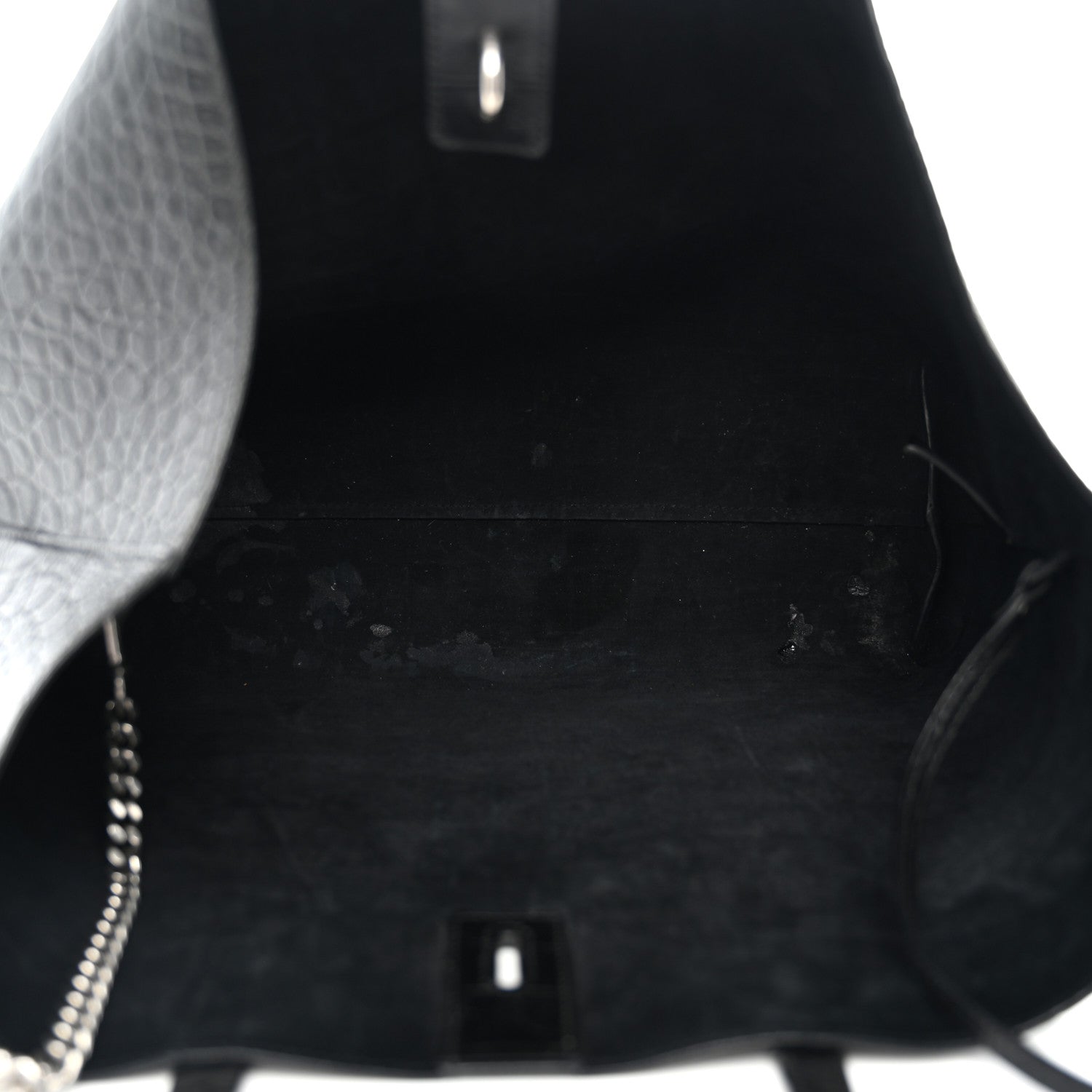 Saint Laurent Calfskin Crocodile Embossed Shopping Tote Black 6 of 16