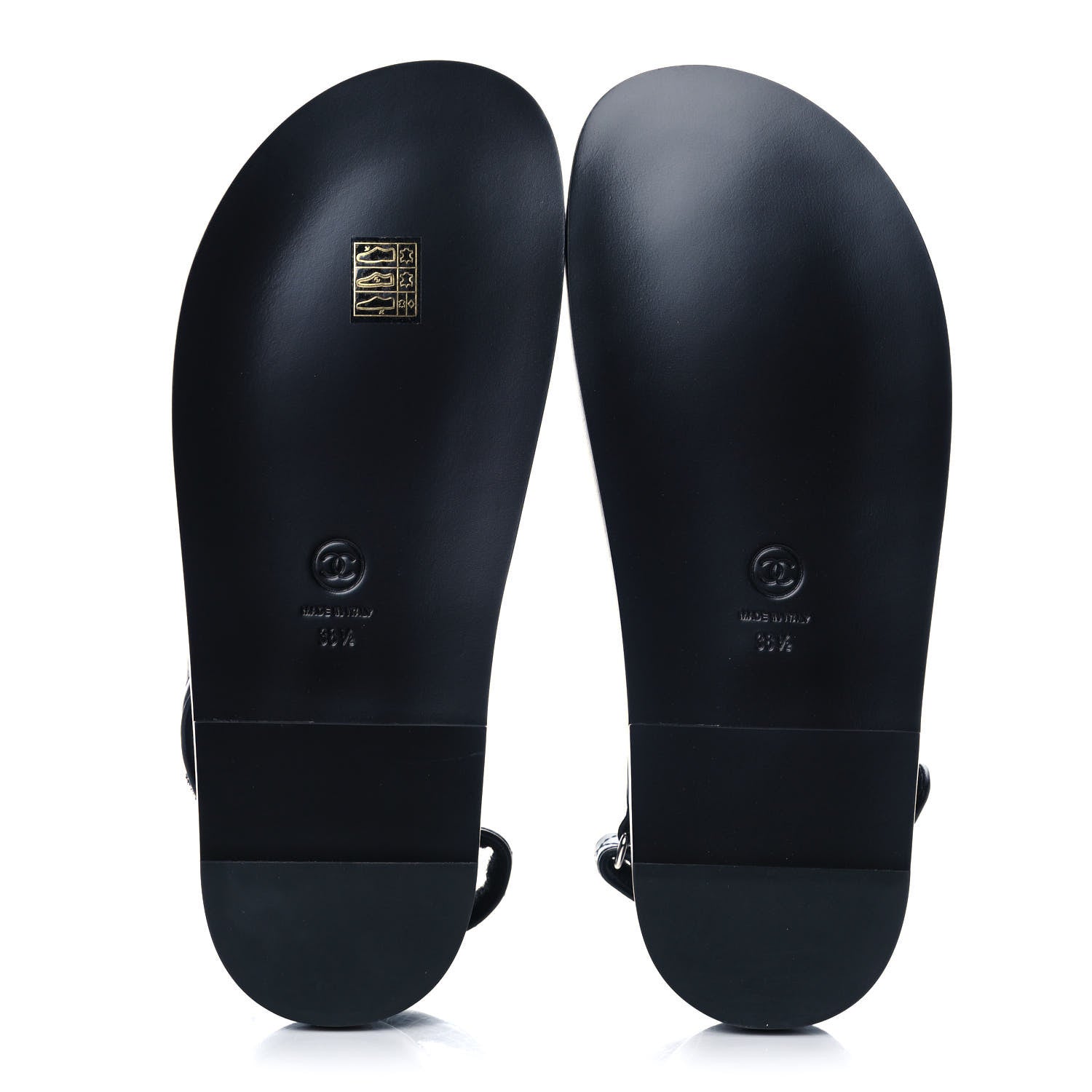 Chanel Lambskin Quilted Velcro Dad Sandals 38.5 Black 5 of 9