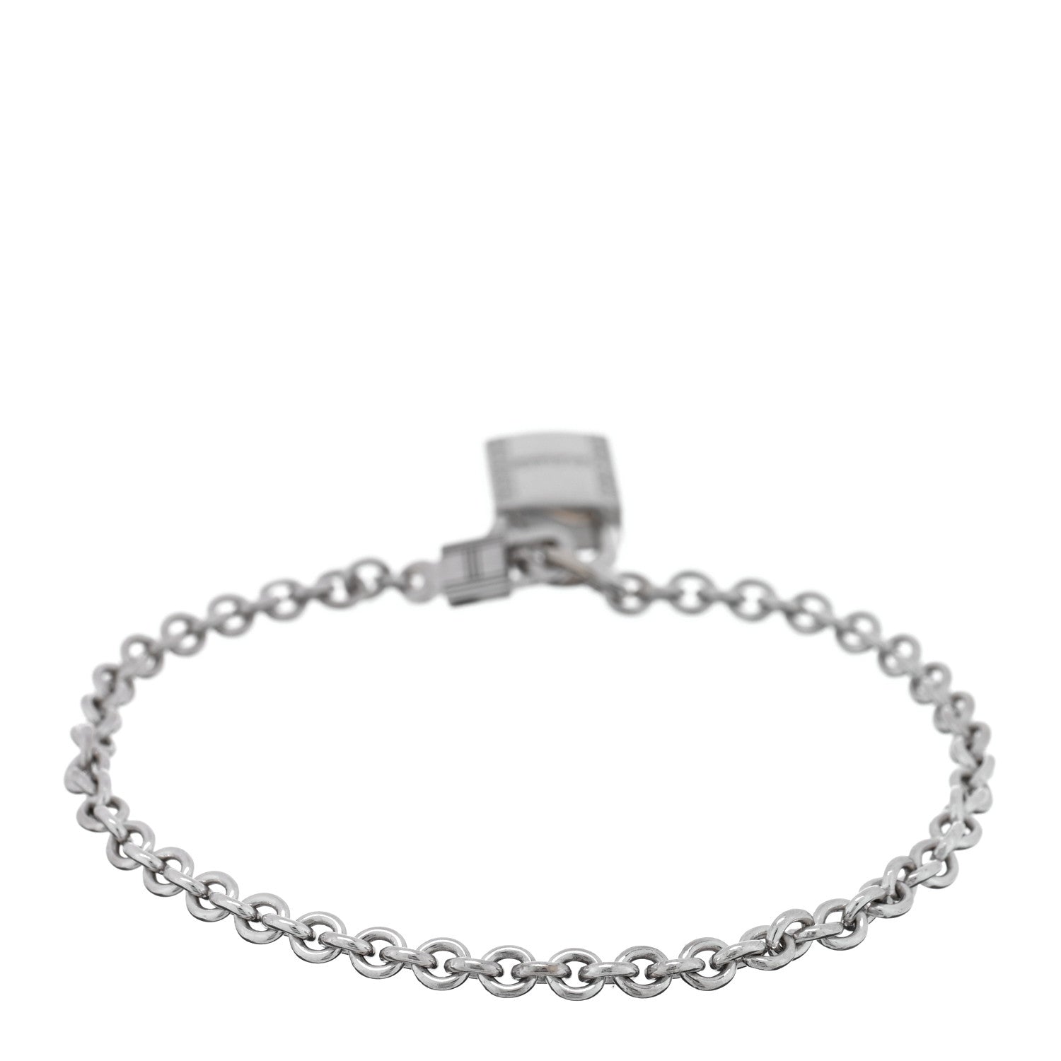 Hermes 18K White Gold Diamond Amulettes Cadenas Bracelet SH 2 of 4