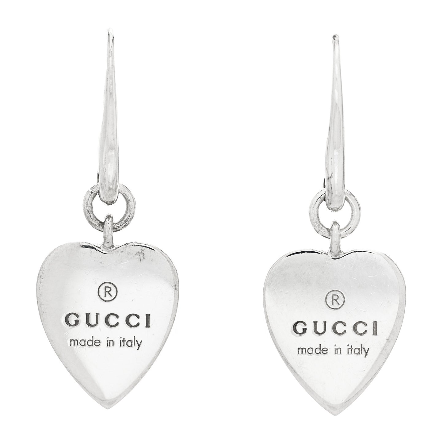 Sterling Silver Trademark Heart Drop Earrings