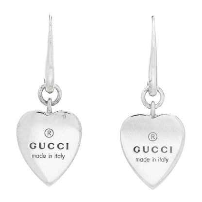 Gucci Sterling Silver Trademark Heart Drop Earrings 1 of 4