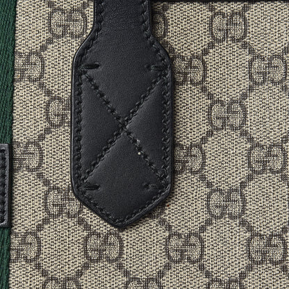 Gucci GG Supreme Monogram Web Medium Zippered Tote Beige Black 13 of 15