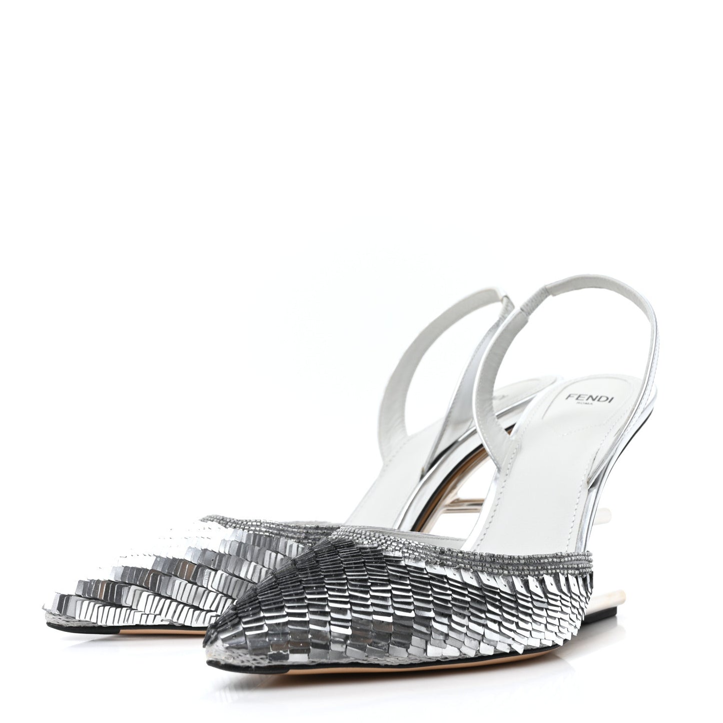 Crystal Fendi First Slingback Pump 37 39 Grigio