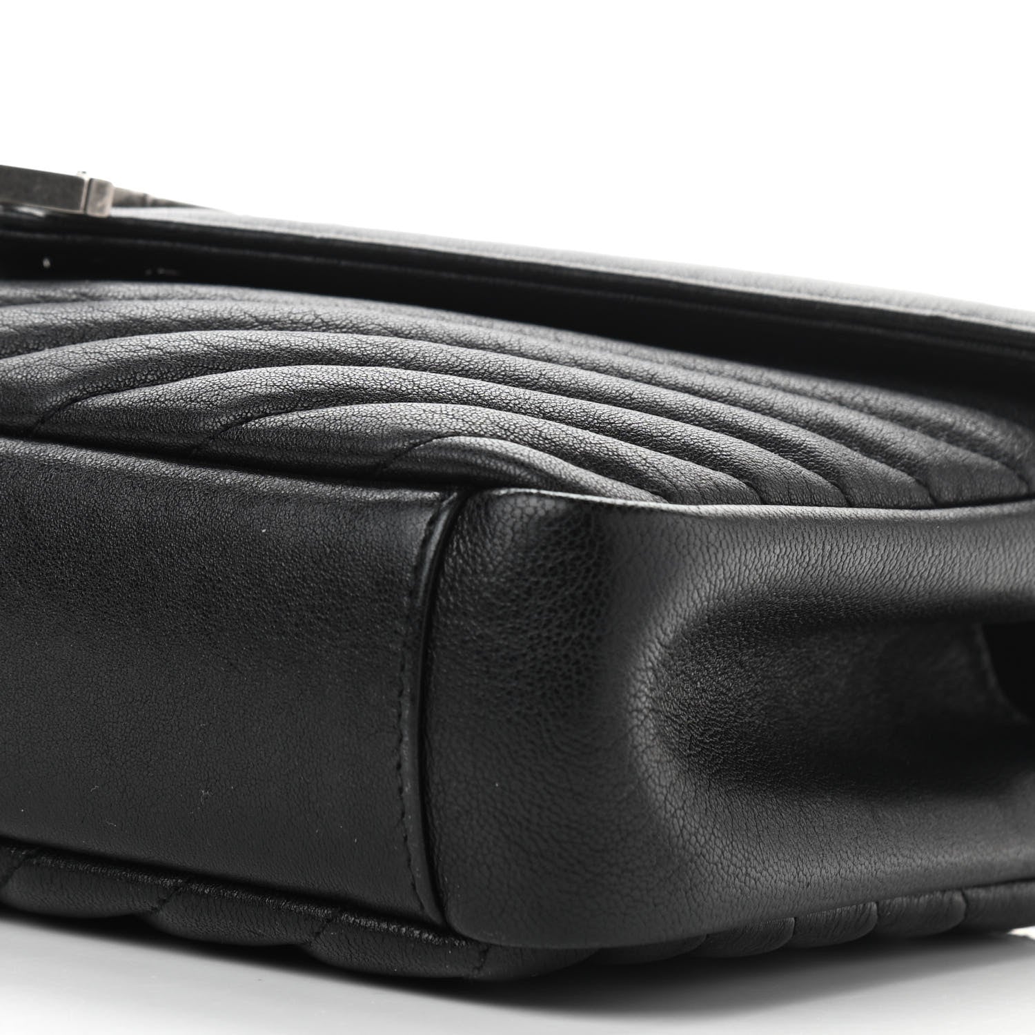 Saint Laurent Sheepskin Matelasse Chevron Monogram Medium College Bag Black 11 of 11
