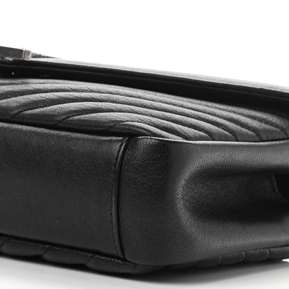 Saint Laurent Sheepskin Matelasse Chevron Monogram Medium College Bag Black 11 of 11