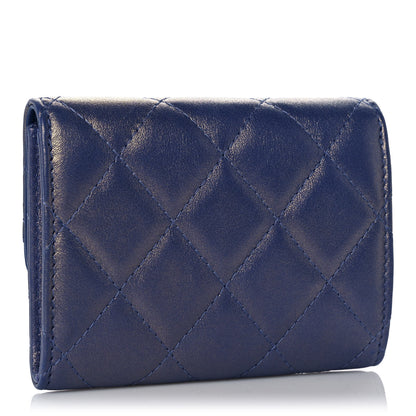 Chanel Metallic Calfskin Quilted CC Chic Flap Card Holder Blue 3 of 12