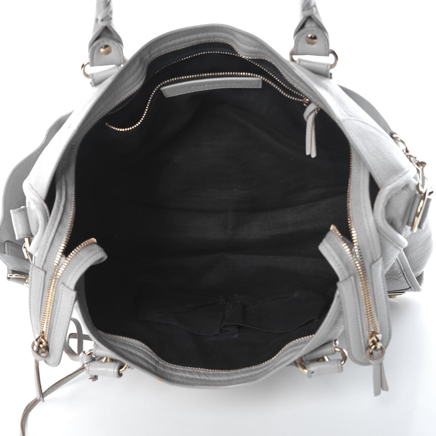 Chevre Gold Metallic Edge Hardware City Gris Perle