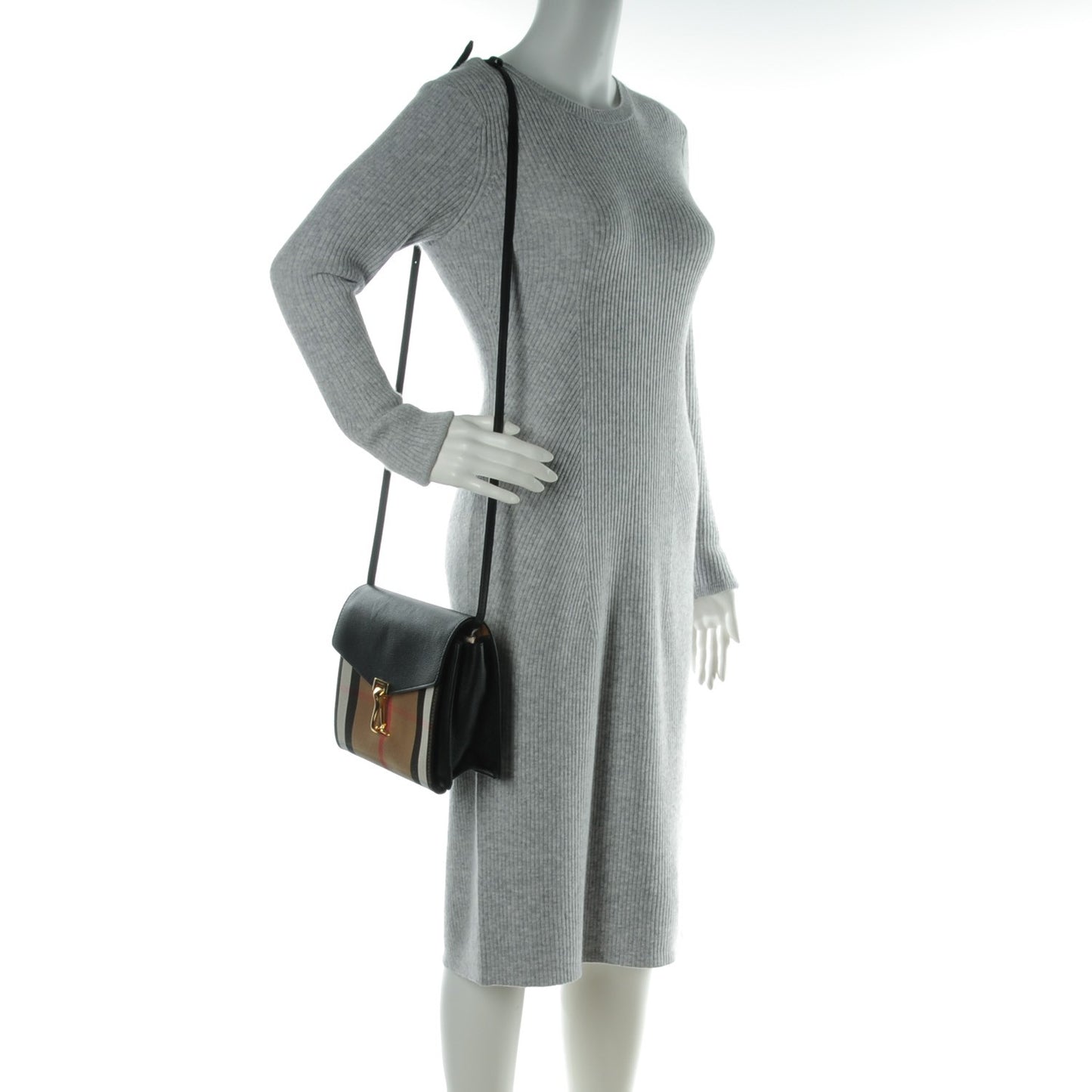 Derby Calfskin House Check Small Macken Crossbody Bag Black
