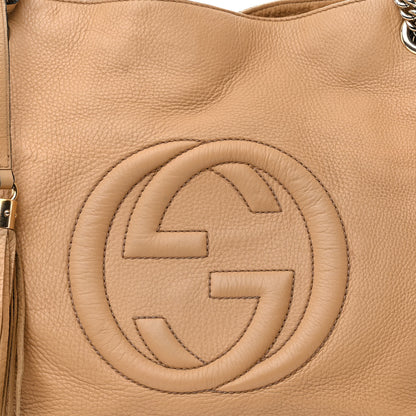 Gucci Pebbled Calfskin Large Soho Chain Shoulder Bag Nude 8 of 19