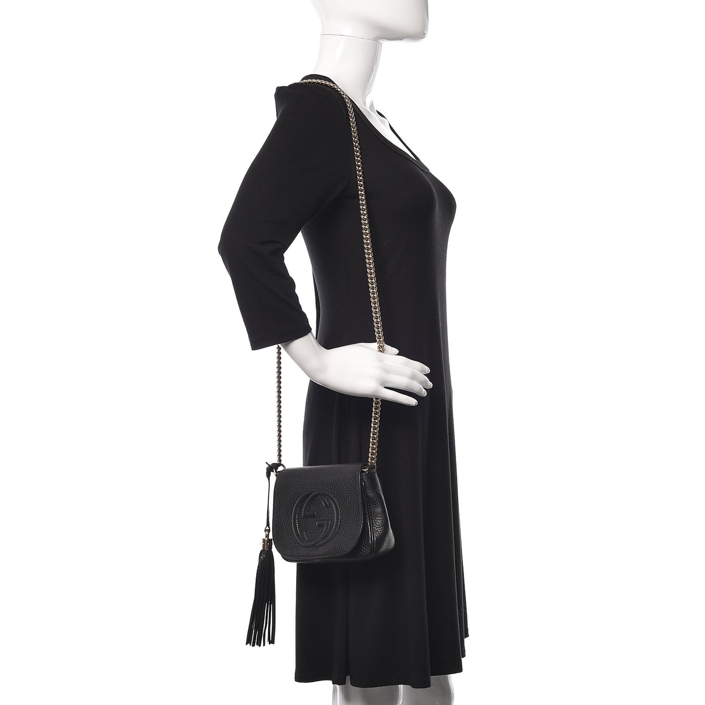 Pebbled Calfskin Small Soho Flap Crossbody Black