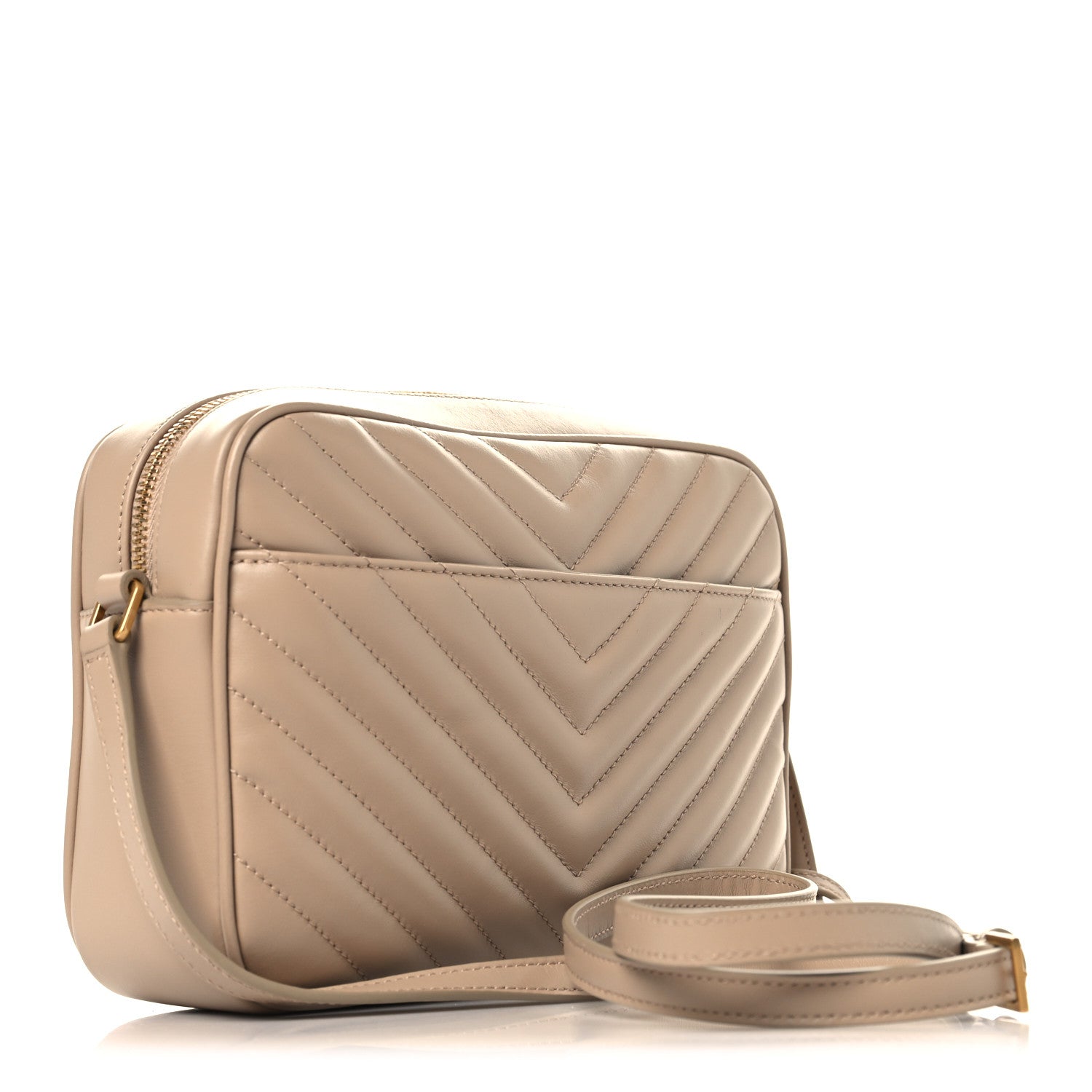 Saint Laurent Calfskin Matelasse Monogram Lou Camera Bag Dark Beige 2 of 9