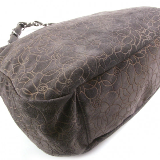 Suede Camelia Chain Hobo Gray