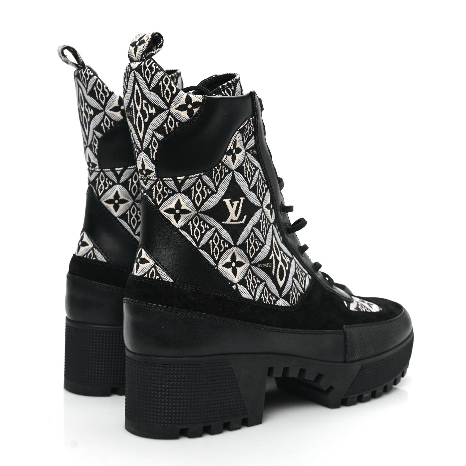 Louis Vuitton Suede Calfskin Jacquard Since 1854 Laureate Platform Desert Boots 41 Black 5 of 10