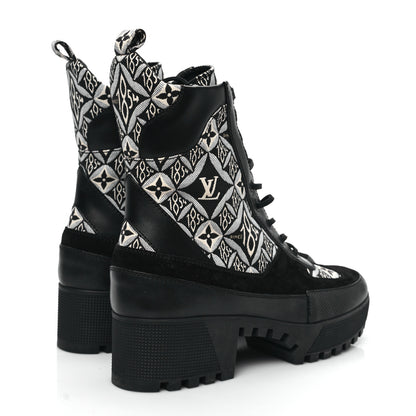 Louis Vuitton Suede Calfskin Jacquard Since 1854 Laureate Platform Desert Boots 41 Black 5 of 10
