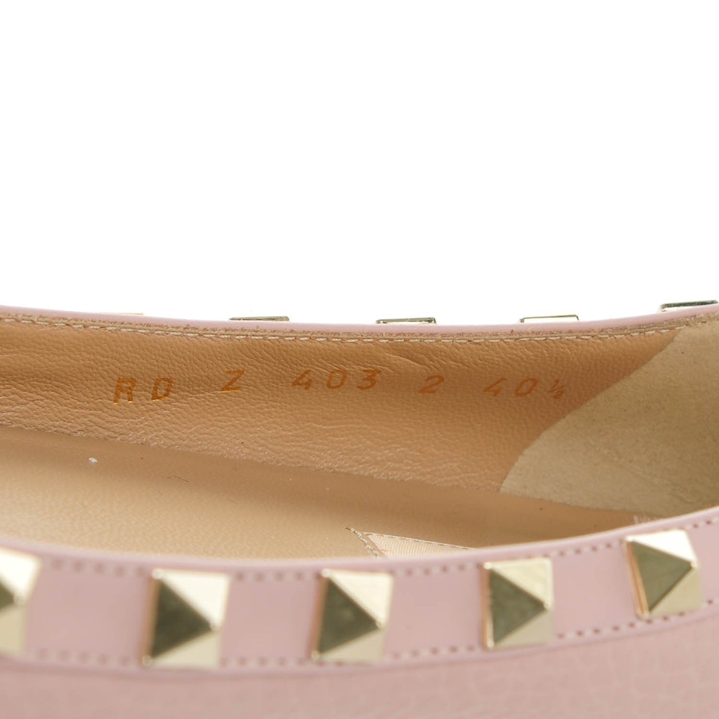 Pebbled Calfskin Rockstud Ballerina Flats 40.5 Water Rose
