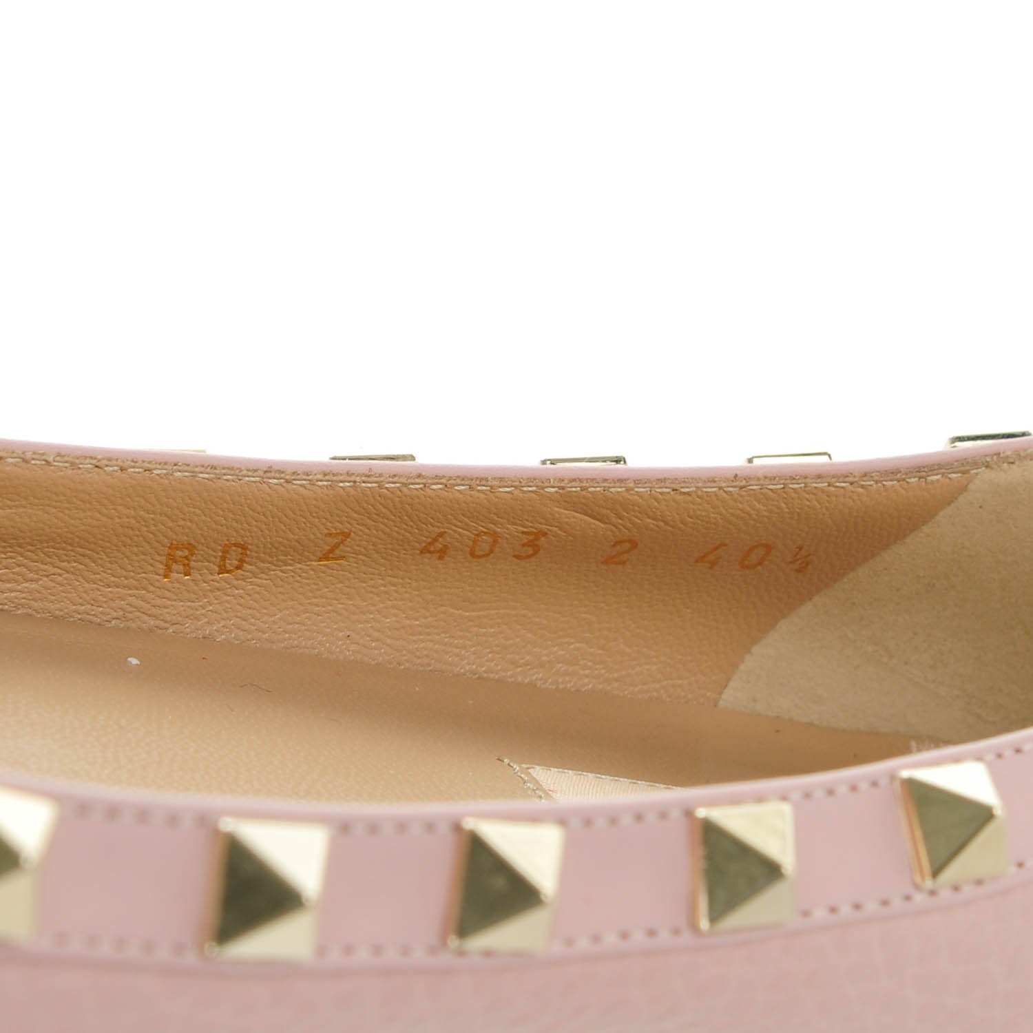Valentino Garavani Pebbled Calfskin Rockstud Ballerina Flats 40.5 Water Rose 9 of 9
