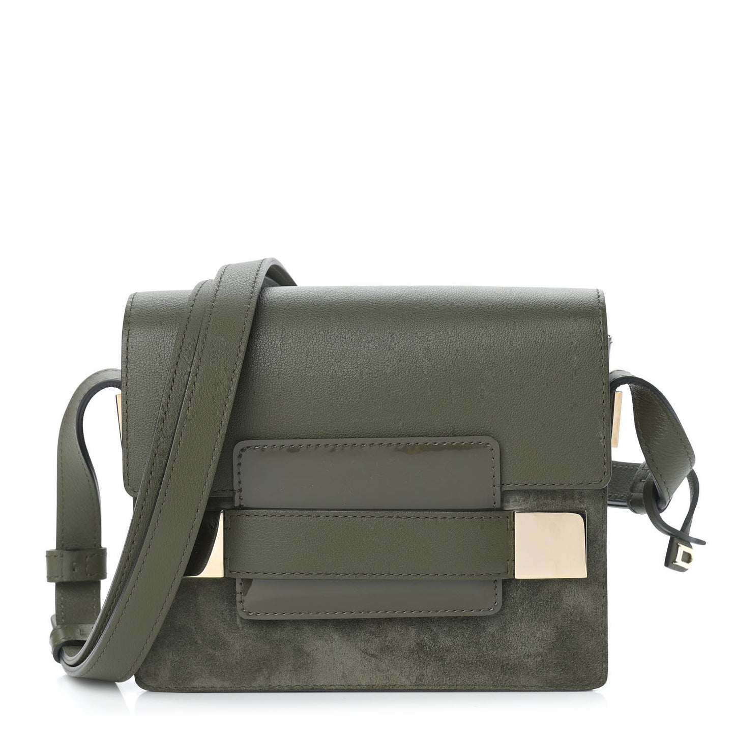 Patent Calfskin Suede Mini Madame Crossbody Kaki