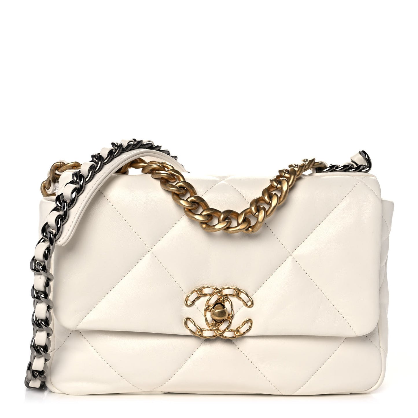 Lambskin Quilted Medium Chanel 19 Flap White