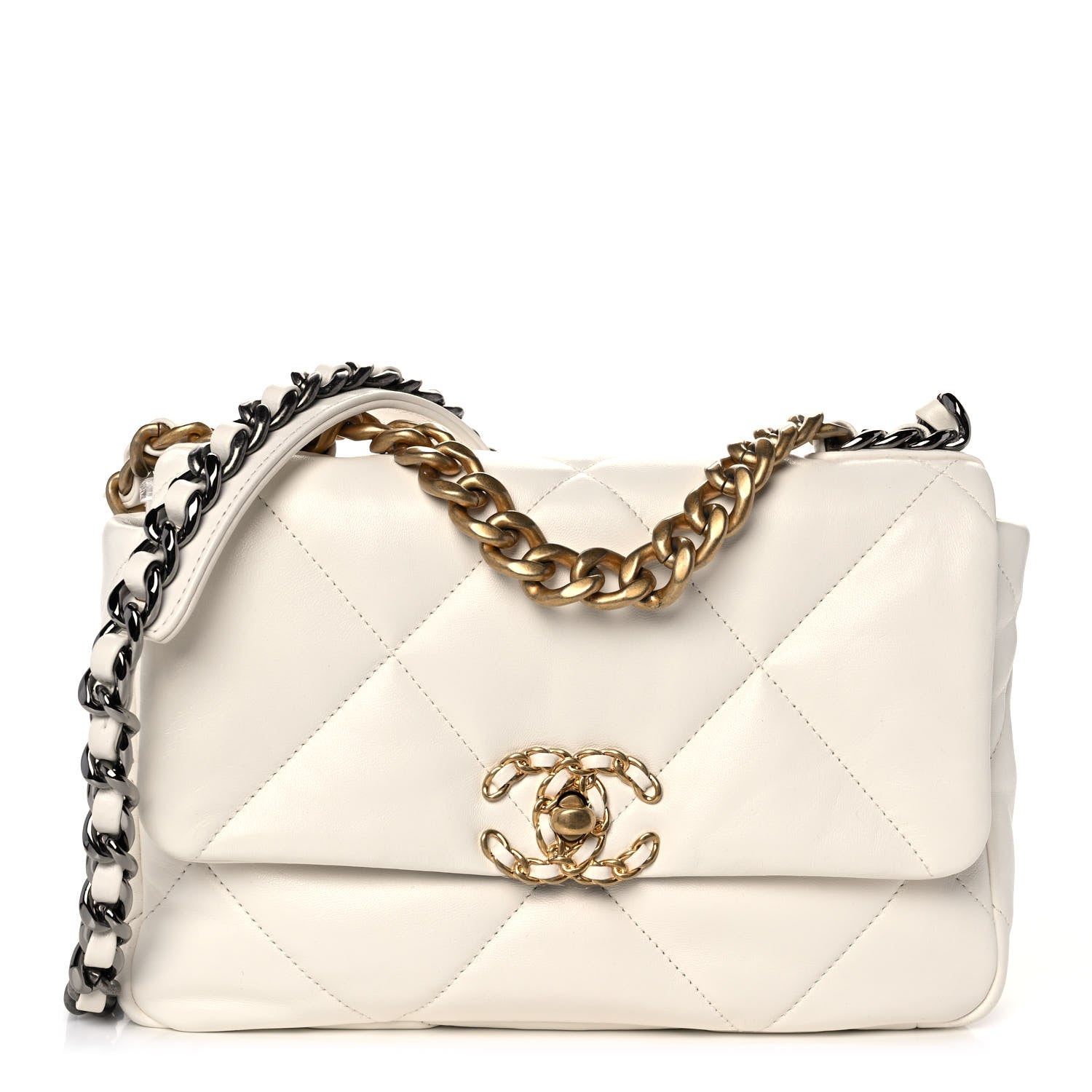 Chanel Lambskin Quilted Medium Chanel 19 Flap White 1 of 10