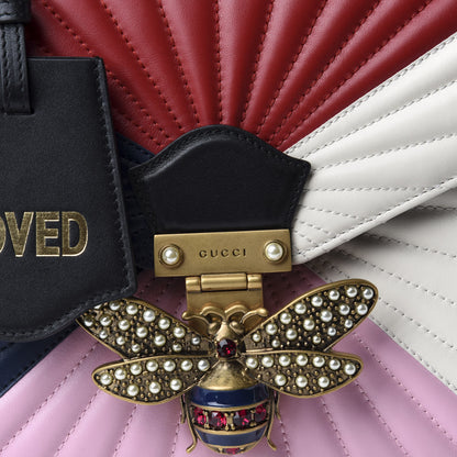 Gucci Calfskin Bamboo Trapuntata Queen Margaret Top Handle Bag Blue Agata Hibiscus Red Mystic White Sugar Pink 11 of 11
