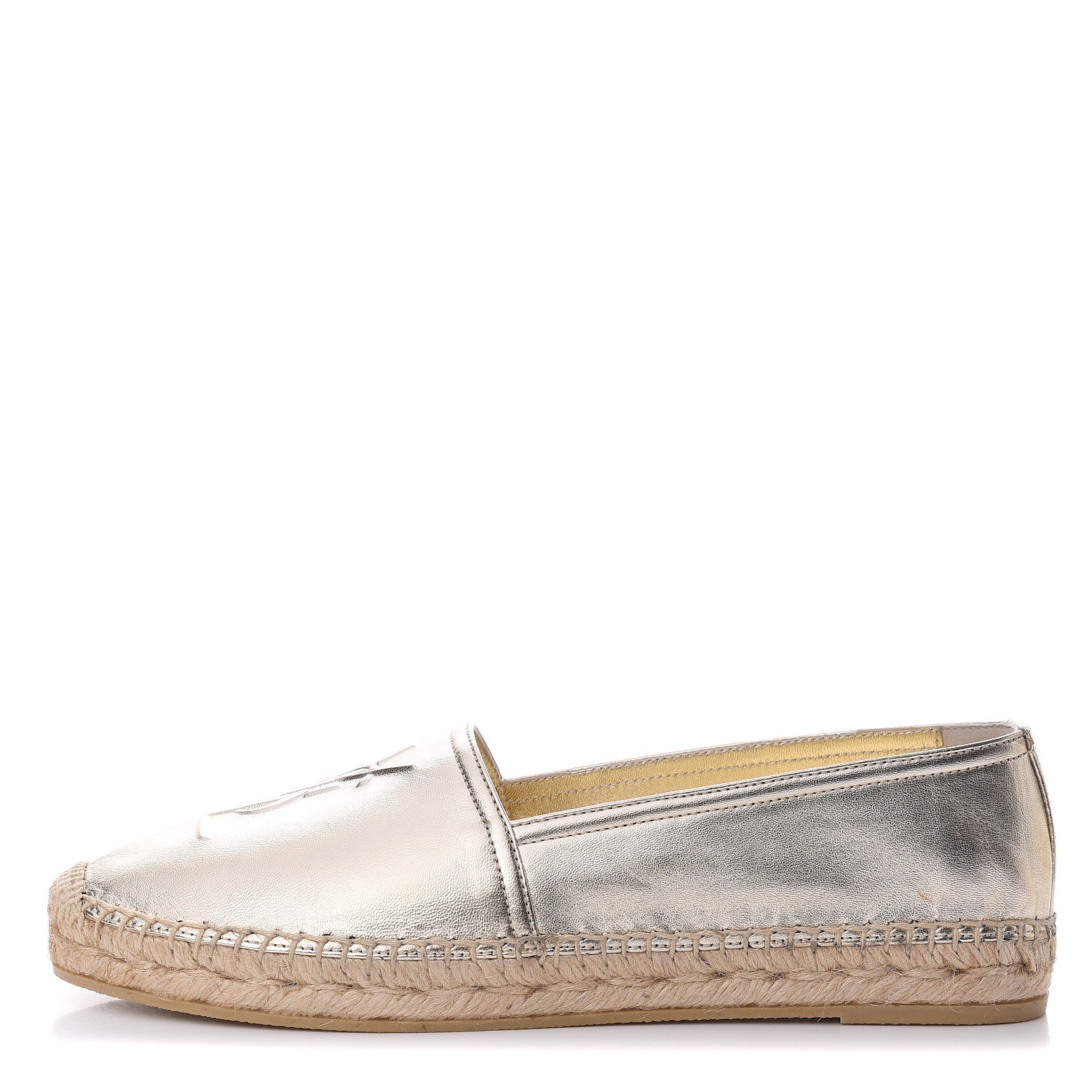 Saint Laurent Metallic Lambskin Monogram Espadrilles 38.5 Gold 1 of 11