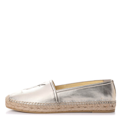 Saint Laurent Metallic Lambskin Monogram Espadrilles 38.5 Gold 1 of 11
