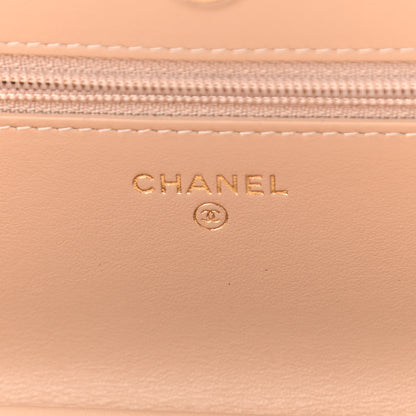 Chanel Caviar Quilted CC Filigree Wallet On Chain WOC Beige Black 6 of 12