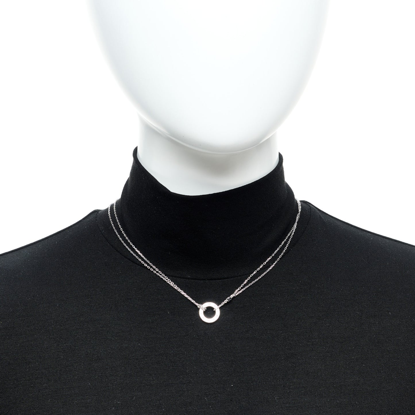 18K White Gold 2 Diamond LOVE Necklace