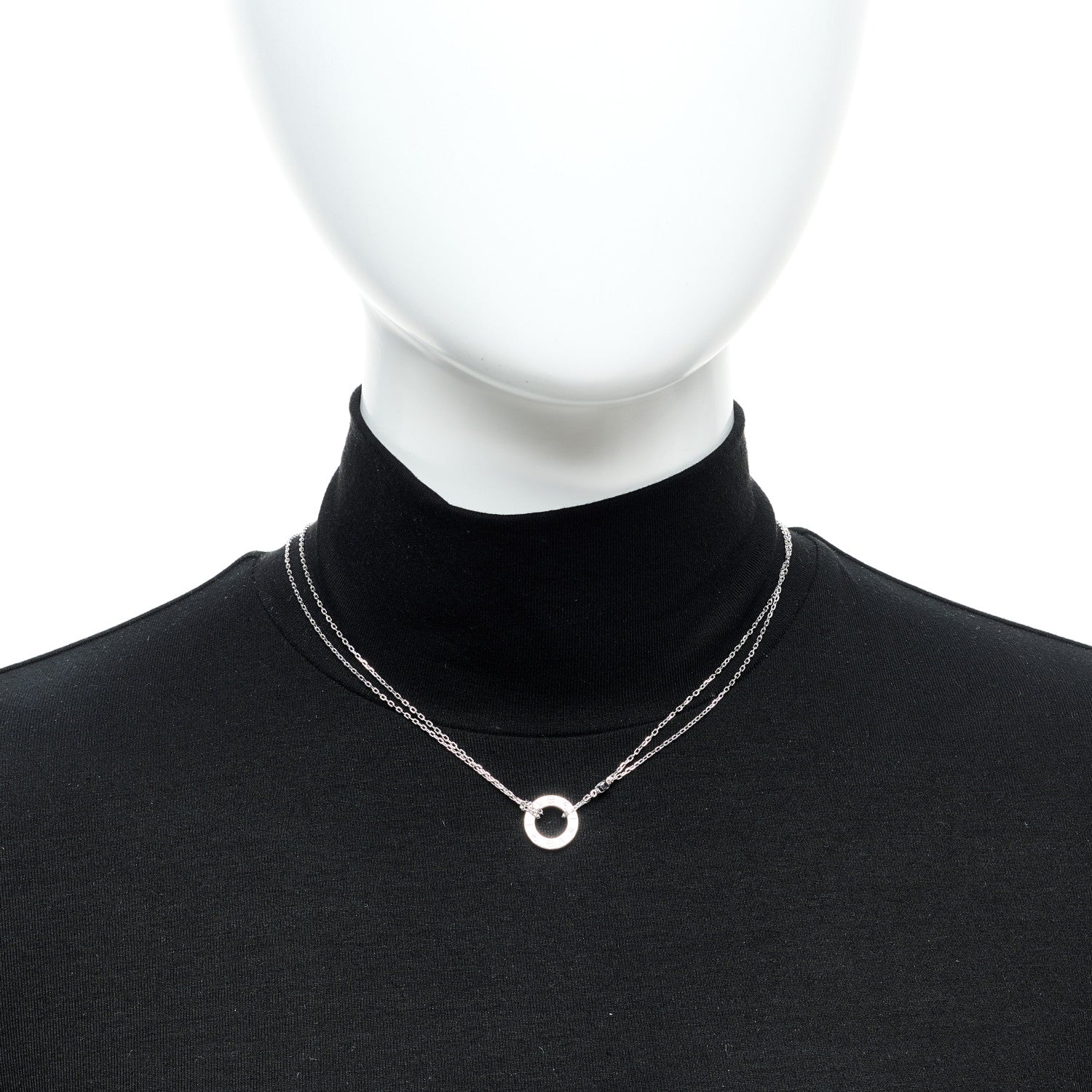 Cartier 18K White Gold 2 Diamond LOVE Necklace 2 of 5