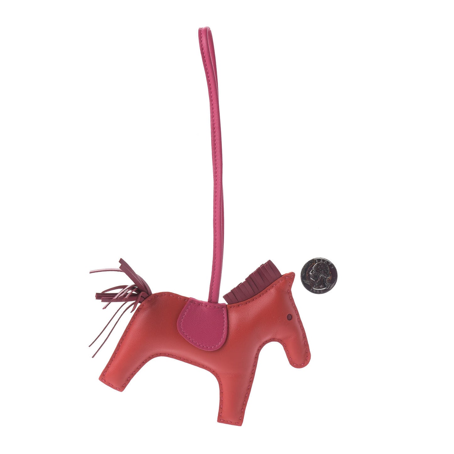 Milo Lambskin Grigri Rodeo Horse Bag Charm MM Rose Jaipur Shocking Rouge H Mexico